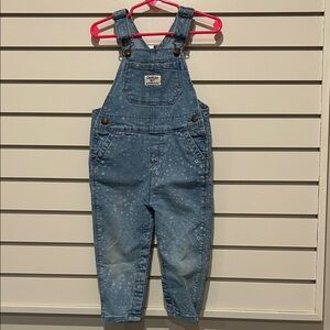 OshKosh B'gosh Denim Blue Overalls with Subtle Print